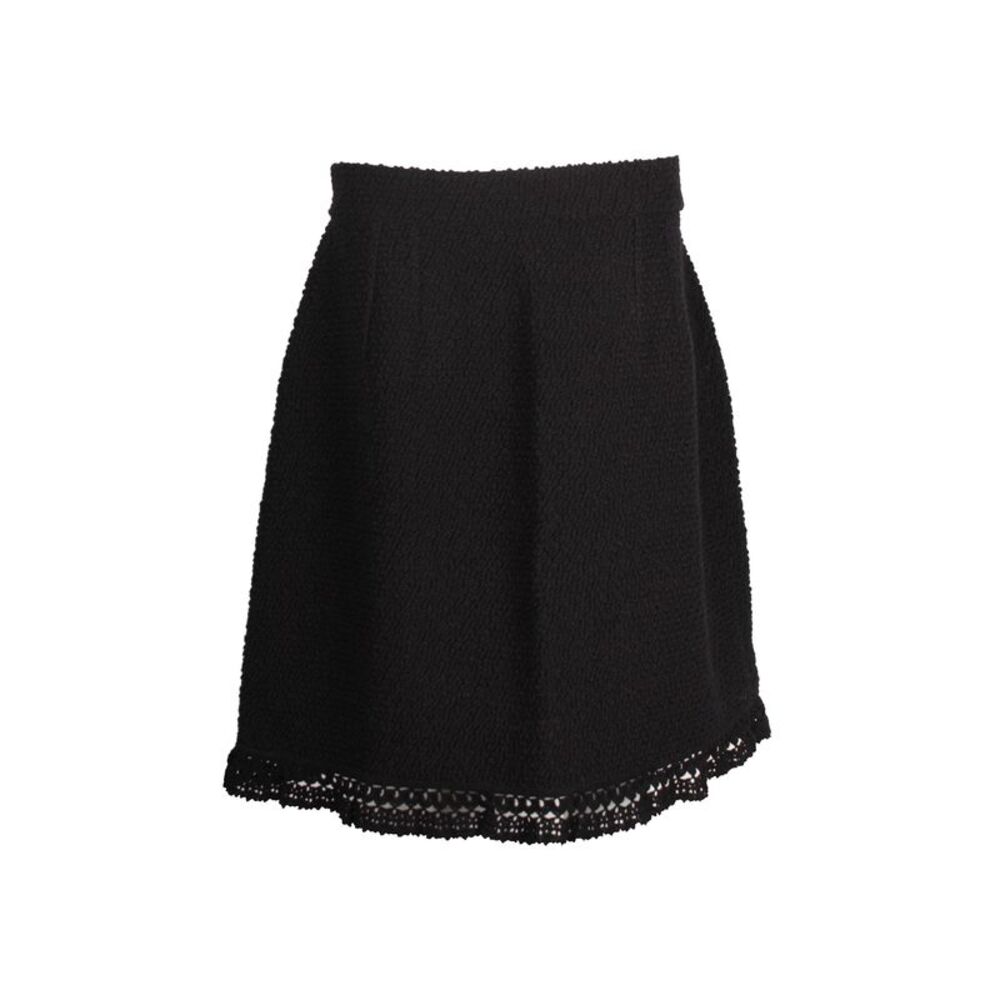 Dolce & Gabbana Crochet-Trimmed Boucher Skirt in Black Wool